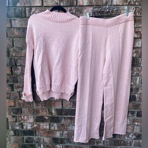 Pink Knit Sweater and Pants Set